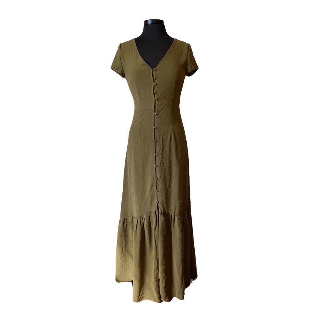 The Standard Boho Maxi Dress Short Sleeve Green Prairie